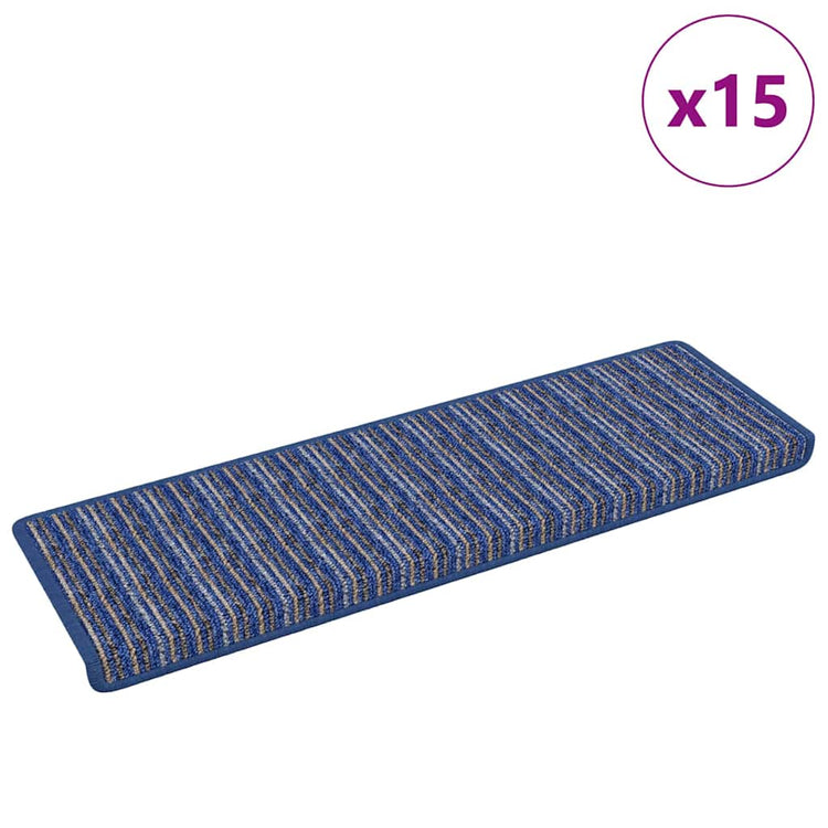 Vidaxx tapis d'escalier autocollants rayés 15 pcs bleu 65 x 21 x 4 cm
