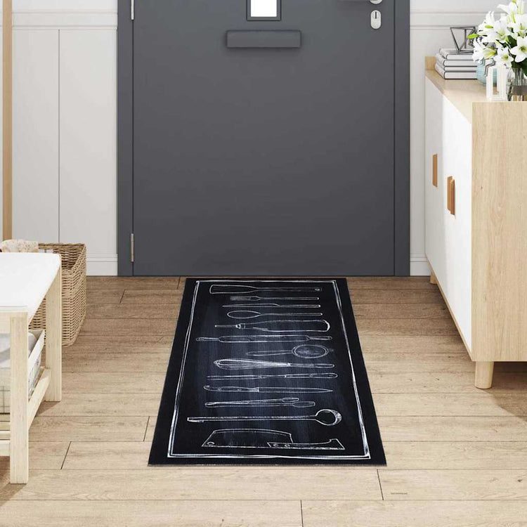 VidaXL tapis de cuisine noir 180 x 60 cm velours