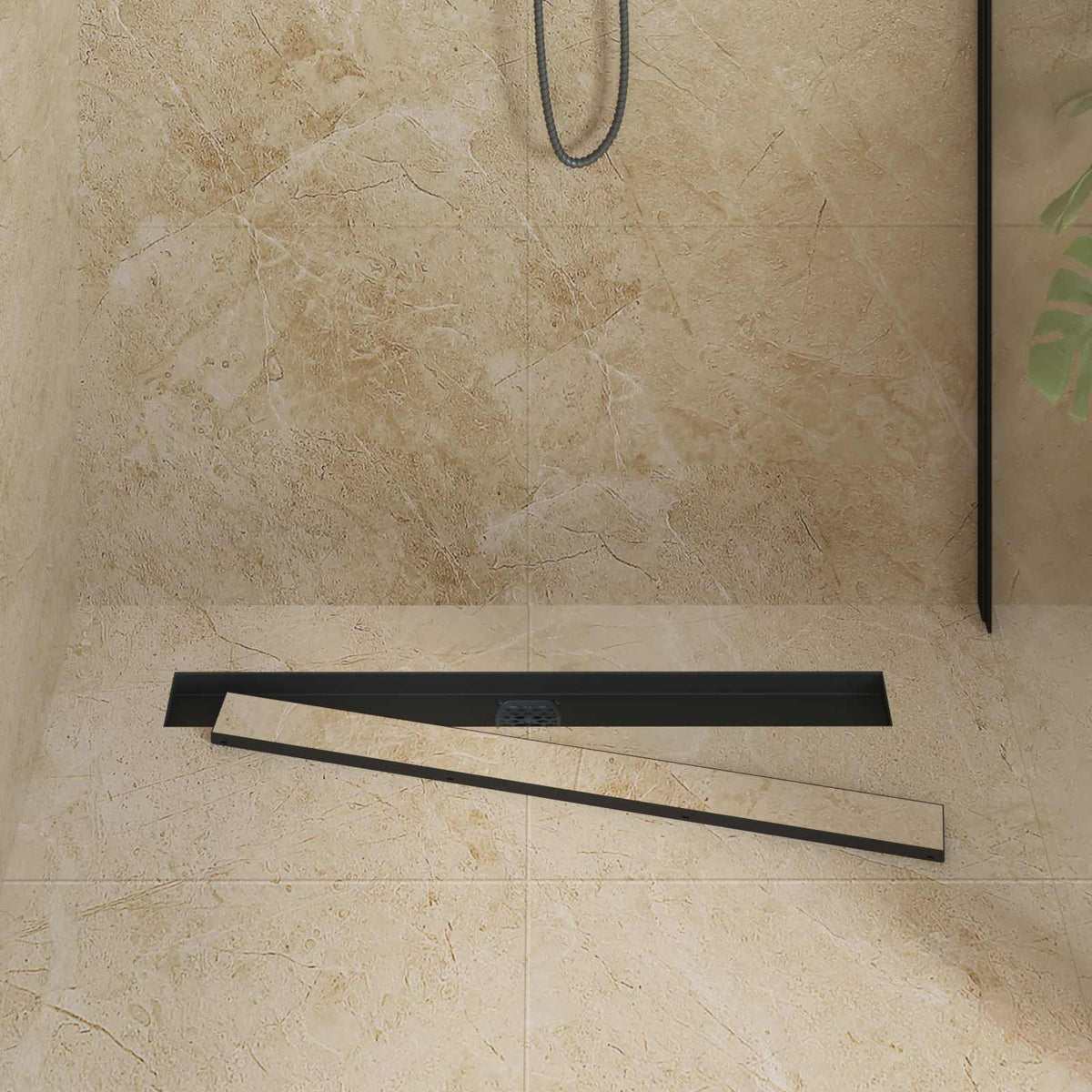 Vidaxx caniveau de douche 2 en 1 avec siphon 360° noir 80 cm