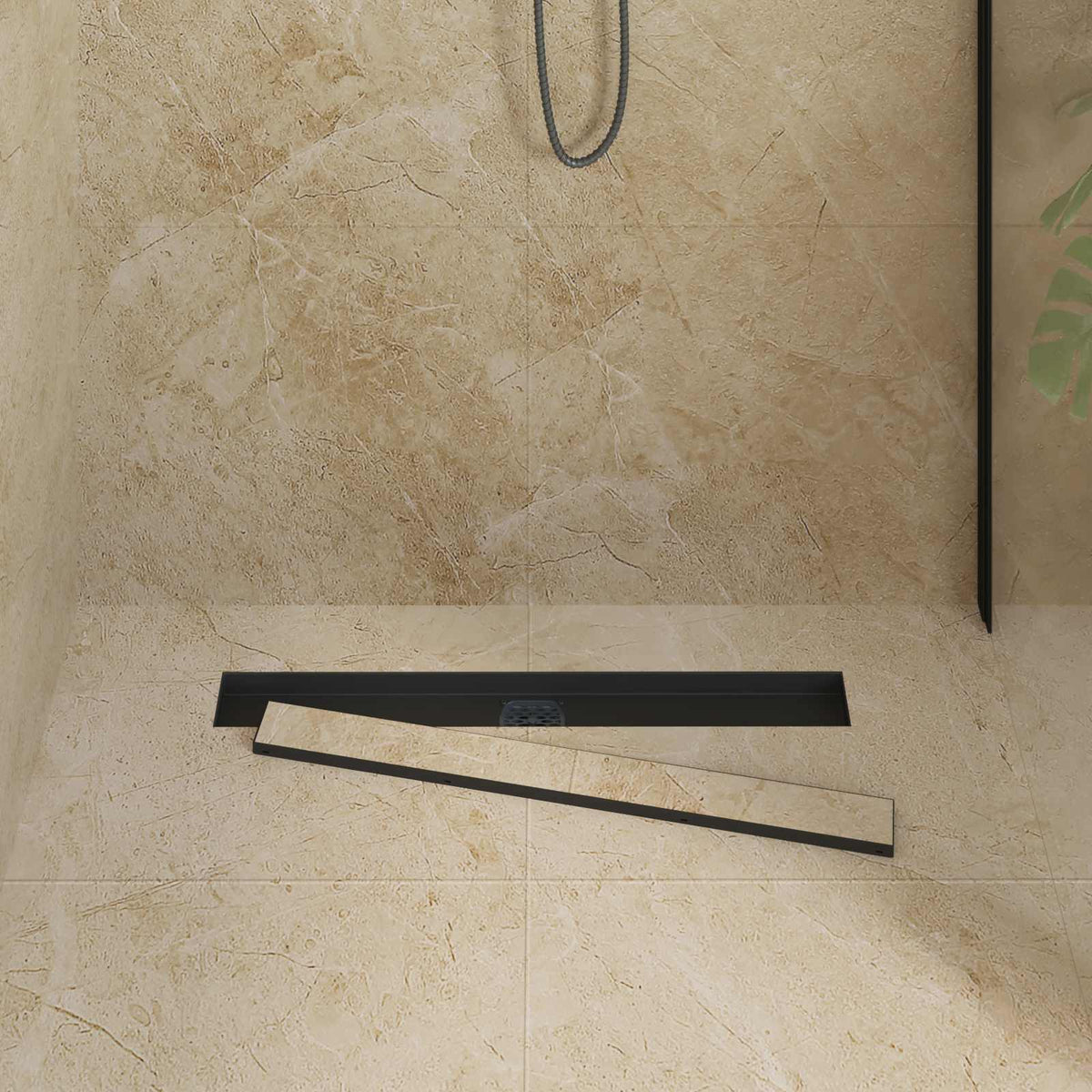 Vidaxx caniveau de douche 2 en 1 avec siphon 360° noir 70 cm