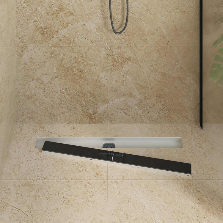 Vidaxx couvercle en verre pour caniveau de douche avec siphon 360° noir 80 cm