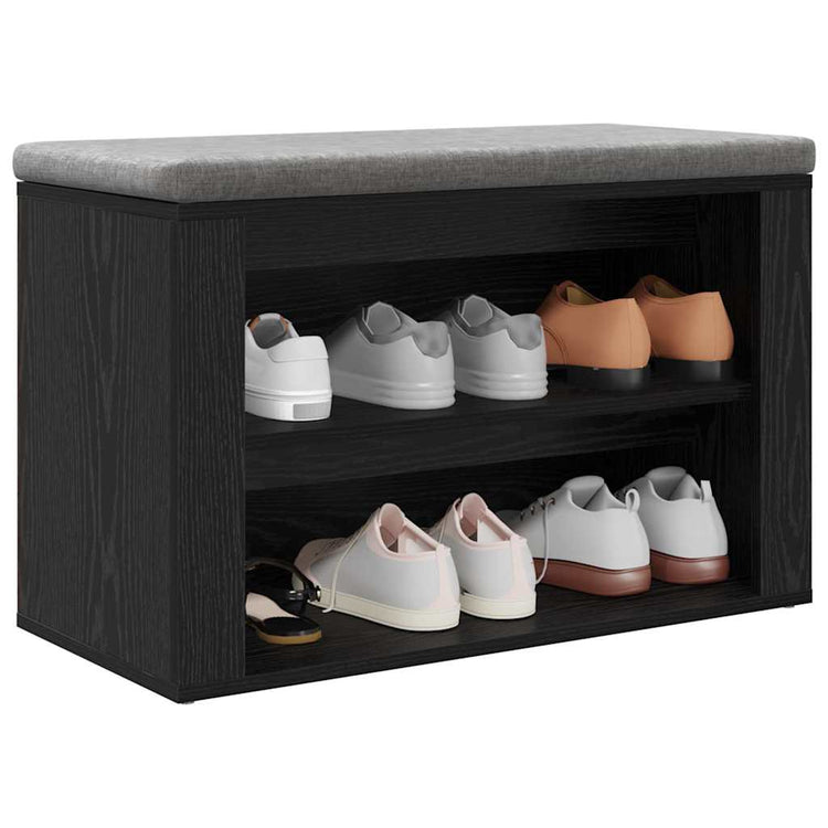 Vidaxl étagère à chaussures avec étagère chêne noir 75 x 35 x 45 cm bois fini