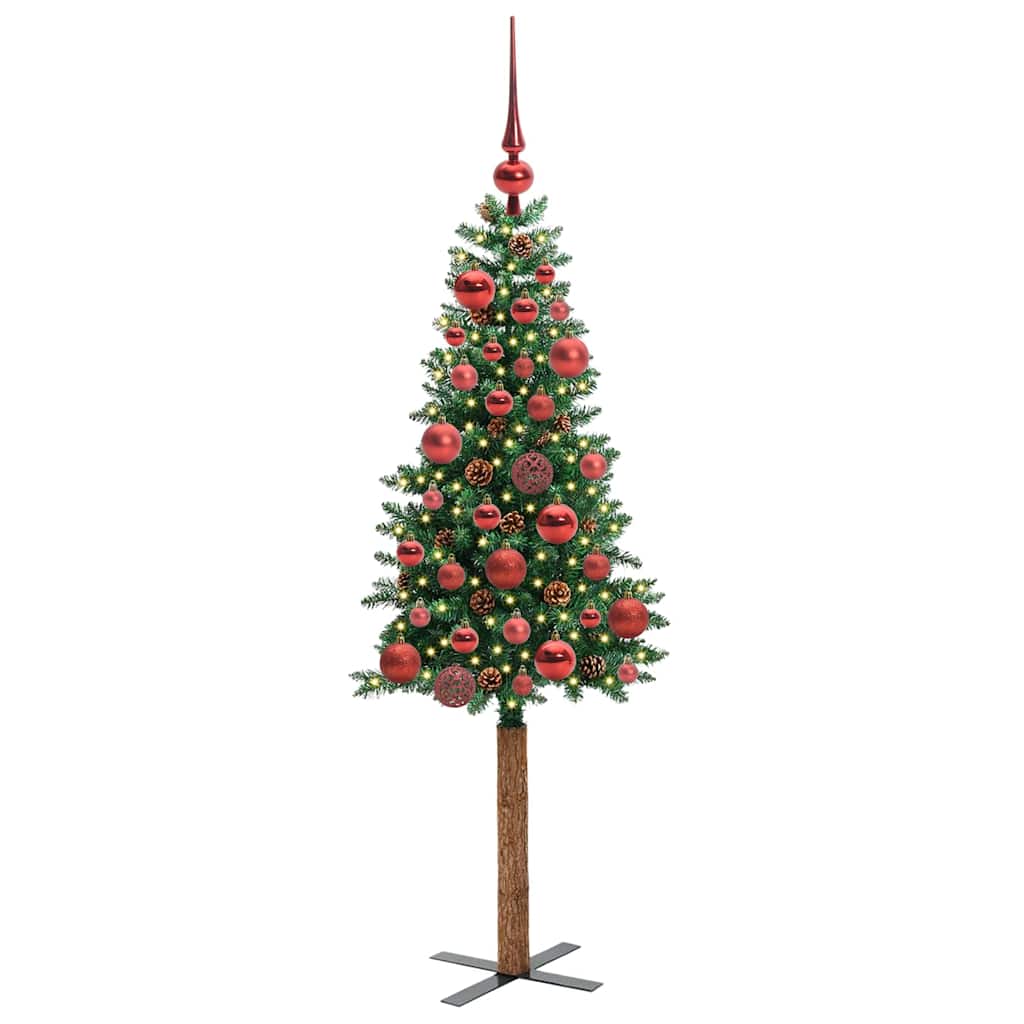 Vidaxx sapin de Noël slim vert 150 cm PVC et bois de pin massif