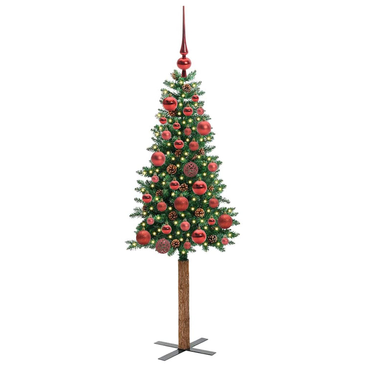 Vidaxx sapin de Noël slim vert 150 cm PVC et bois de pin massif