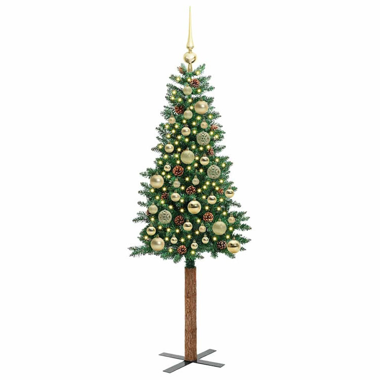 Vidaxx sapin de Noël slim vert 150 cm PVC et bois de pin massif