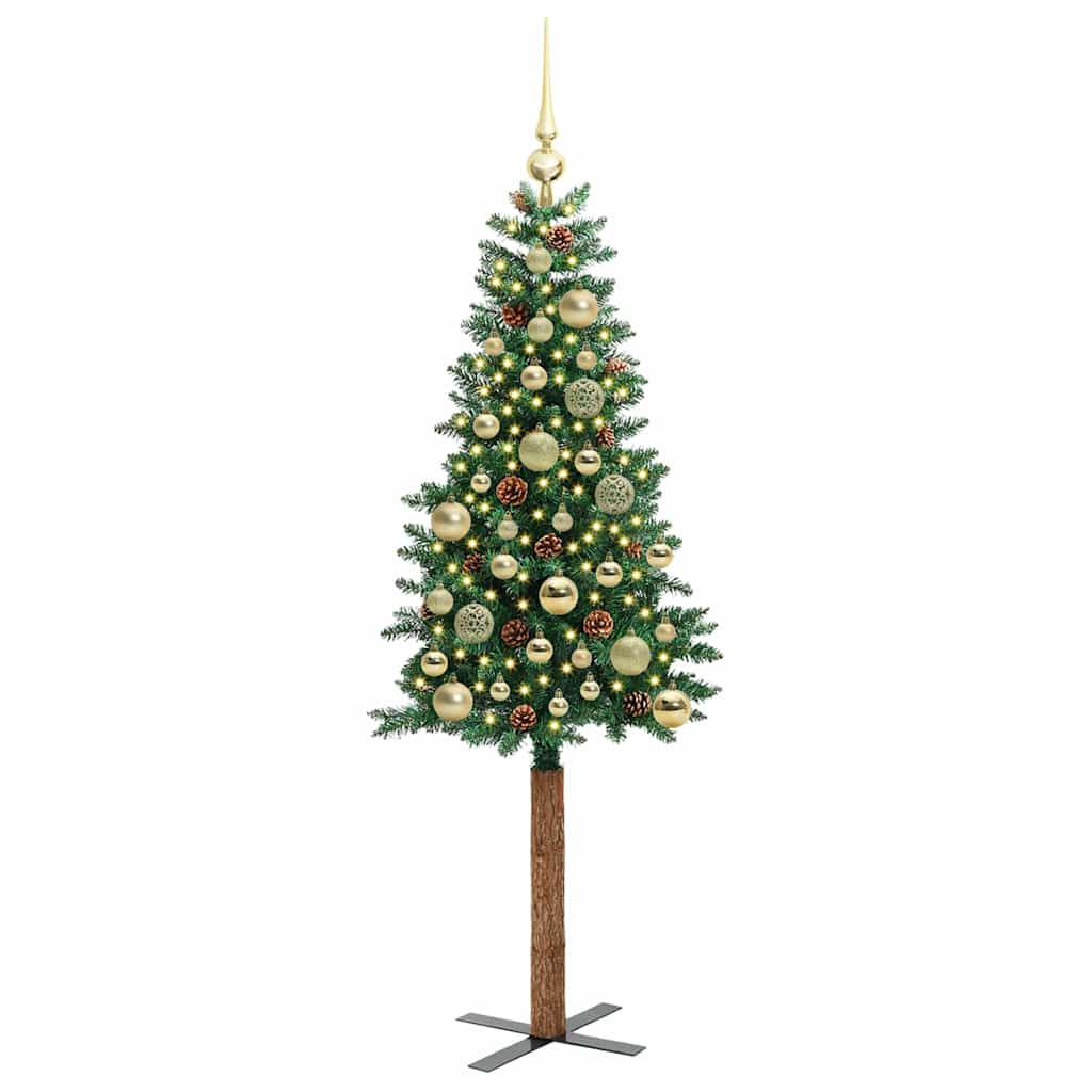 Vidaxx sapin de Noël slim vert 150 cm PVC et bois de pin massif