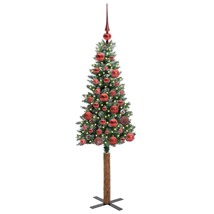 Vidaxx sapin de Noël slim vert 150 cm PVC et bois de pin massif