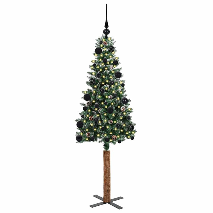 Vidaxx sapin de Noël slim vert 150 cm PVC et bois de pin massif
