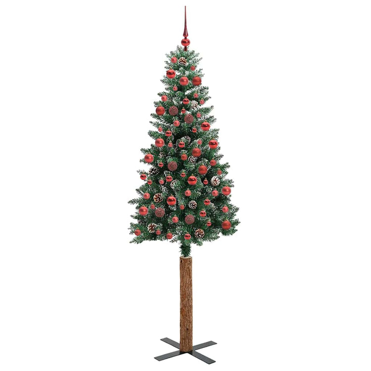Vidaxx sapin de Noël slim vert 180 cm PVC et bois de pin massif