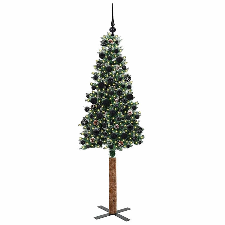 Vidaxx sapin de Noël slim vert 180 cm PVC et bois de pin massif