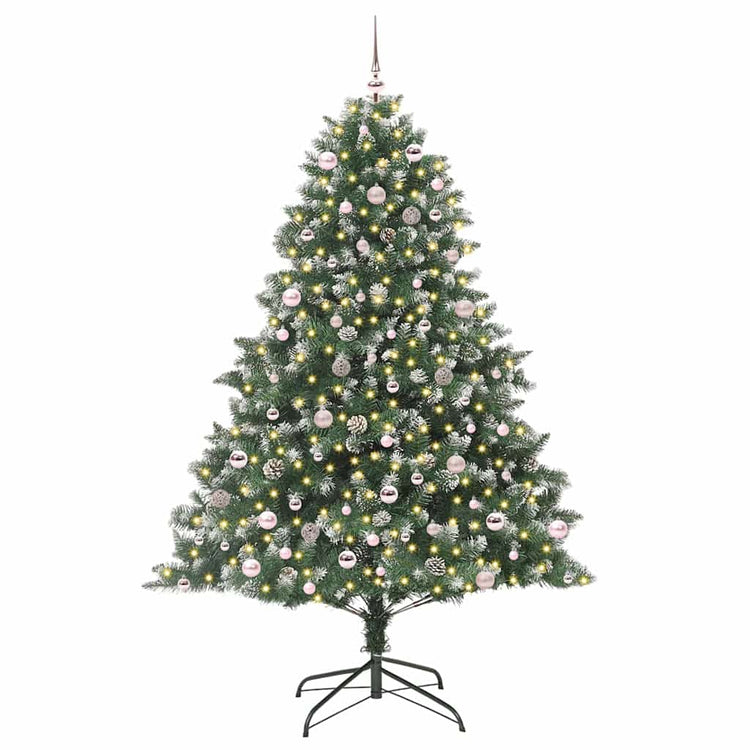 Vidaxx sapin de Noël artificiel avec 300 LED vertes, 240 cm PVC et plastique et acier