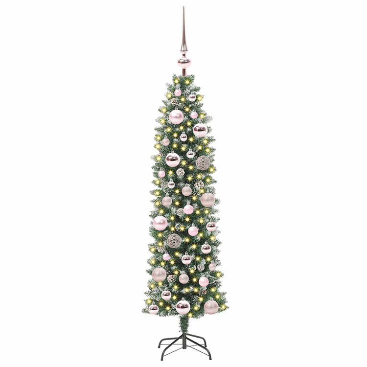 Vidaxx sapin de Noël artificiel mince avec 150 LED vert et blanc 120 cm