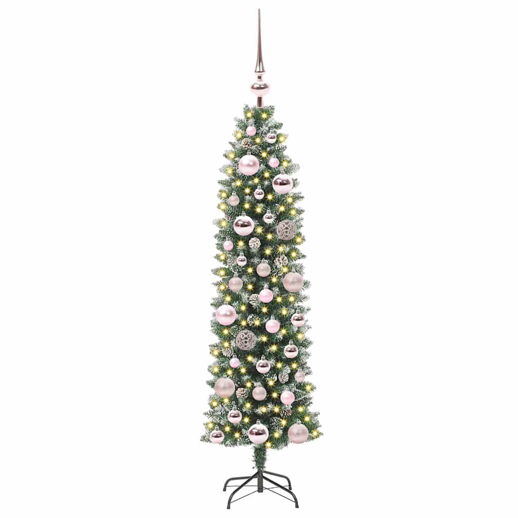 Vidaxx sapin de Noël artificiel mince avec 150 LED vert et blanc 120 cm
