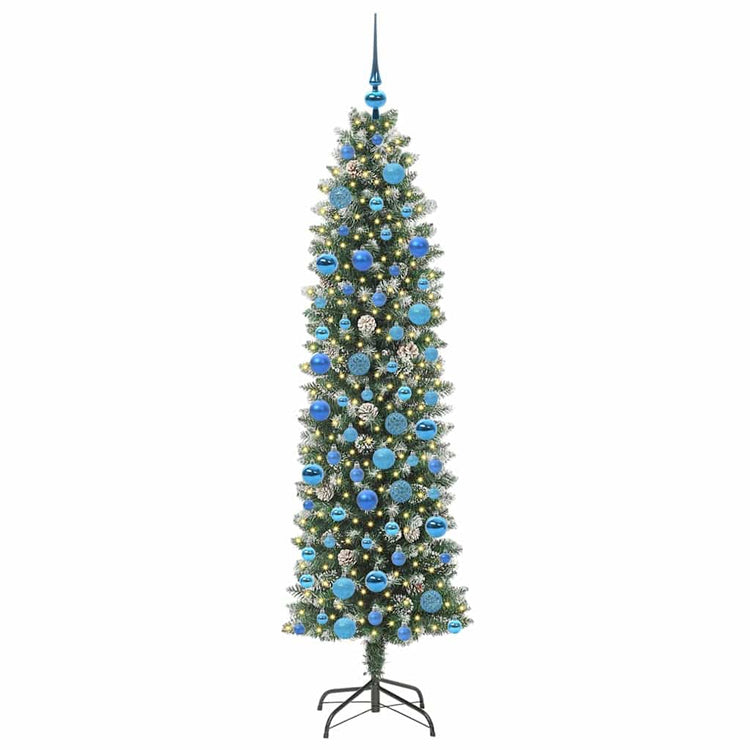 Vidaxx sapin de Noël artificiel mince avec 300 LED vert et blanc 180 cm