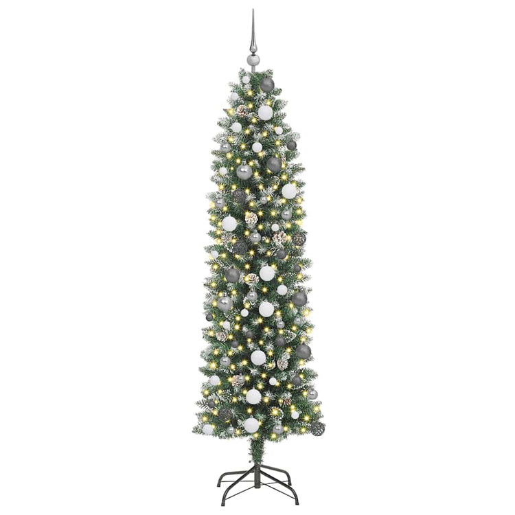 Vidaxx sapin de Noël artificiel mince avec 300 LED vert et blanc 210 cm