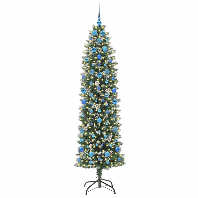 Vidaxx sapin de Noël artificiel mince avec 300 LED vert et blanc 210 cm