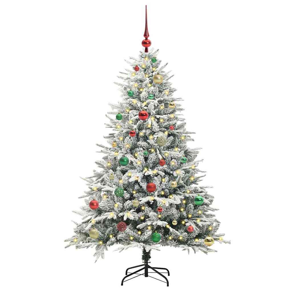 VidaXL sapin de Noël artificiel illuminé avec jeu de boules vert 150 cm