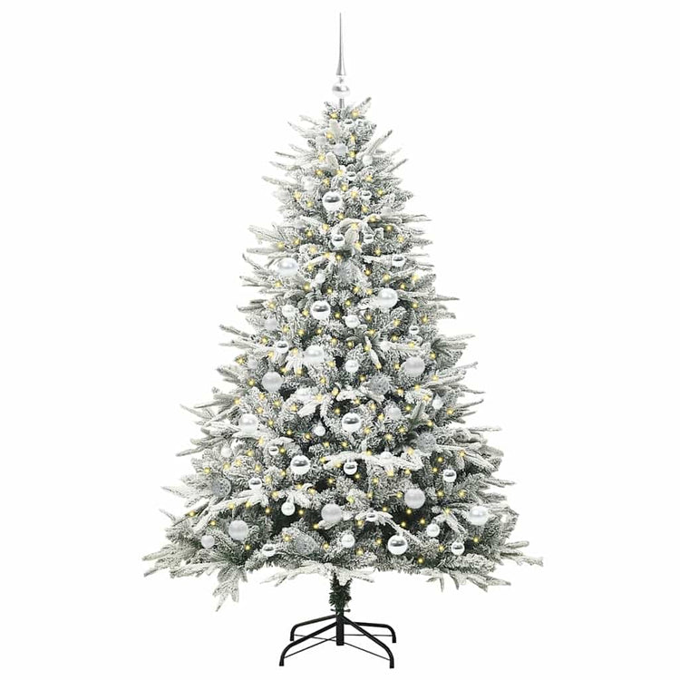 VidaXL sapin de Noël artificiel illuminé avec jeu de boules vert 180 cm