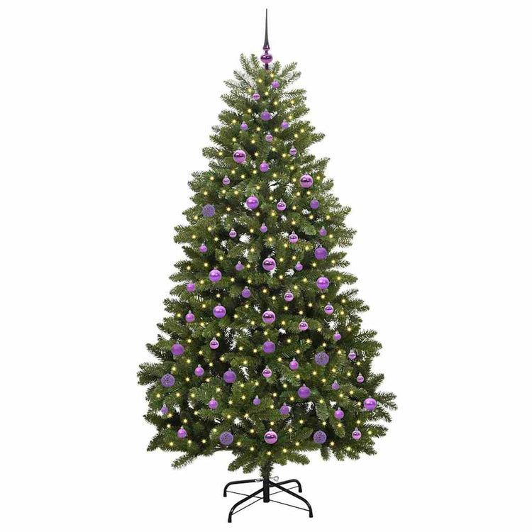 Vidaxx sapin de Noël artificiel avec 300 LED vertes, 210 cm PVC et métal