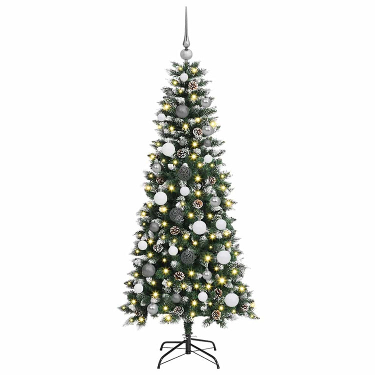 VidaXL sapin de Noël artificiel avec 150 LED vertes, 150 cm PVC et plastique et acier