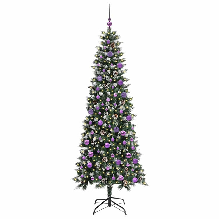 VidaXL sapin de Noël artificiel avec 300 LED vertes, 210 cm PVC et plastique et acier