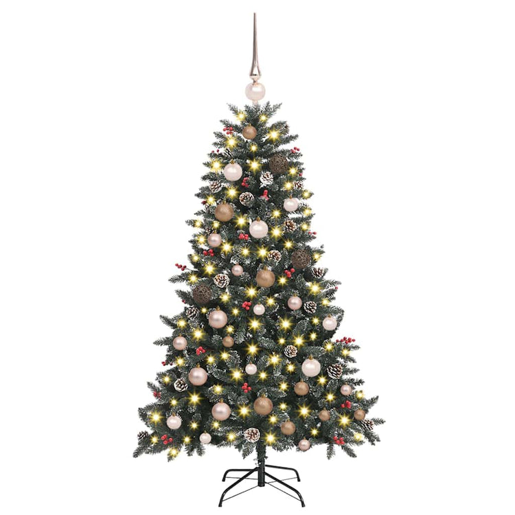 Vidaxx sapin de Noël artificiel avec 150 LED vertes, 150 cm PVC et plastique et acier