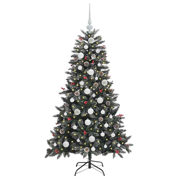 VidaXL sapin de Noël artificiel avec 150 LED vertes, 150 cm PVC et plastique et acier