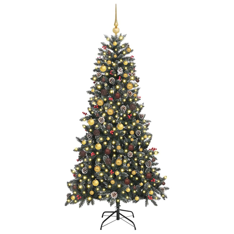 VidaXL sapin de Noël artificiel avec 300 LED vertes, 210 cm PVC et plastique et acier