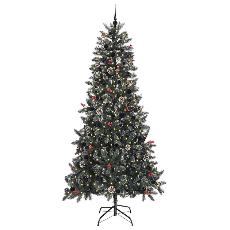 Vidaxx sapin de Noël artificiel avec 300 LED vertes, 240 cm PVC et plastique et acier