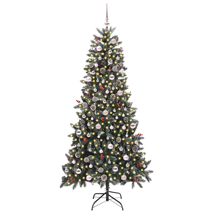 Vidaxx sapin de Noël artificiel avec 300 LED vertes, 240 cm PVC et plastique et acier