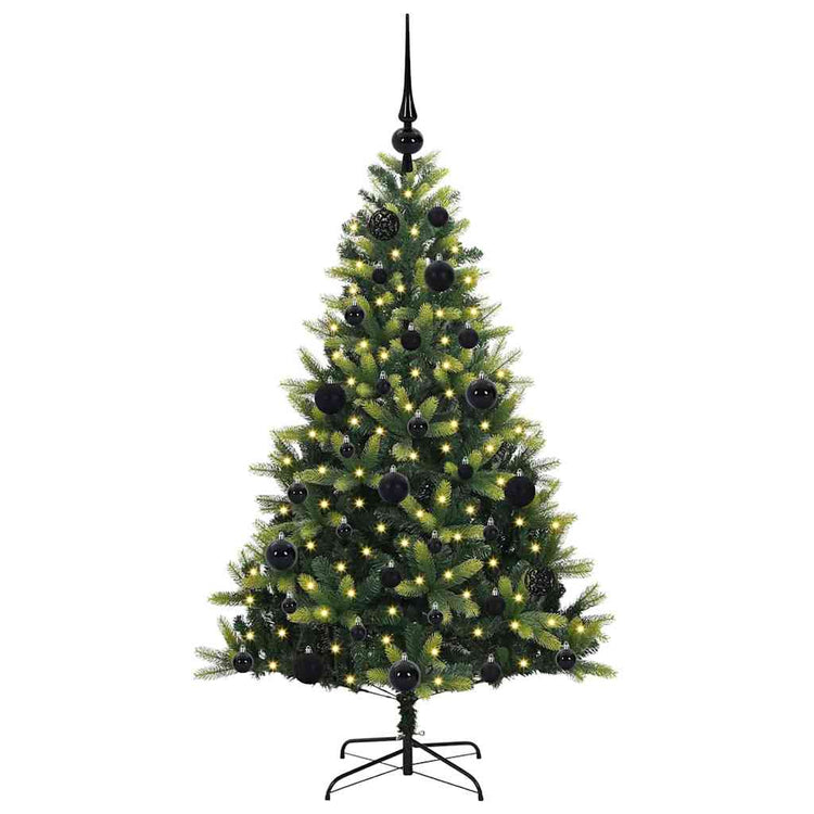 VidaXL sapin de Noël artificiel avec charnière 150 LED vert 120 cm PVC et PE