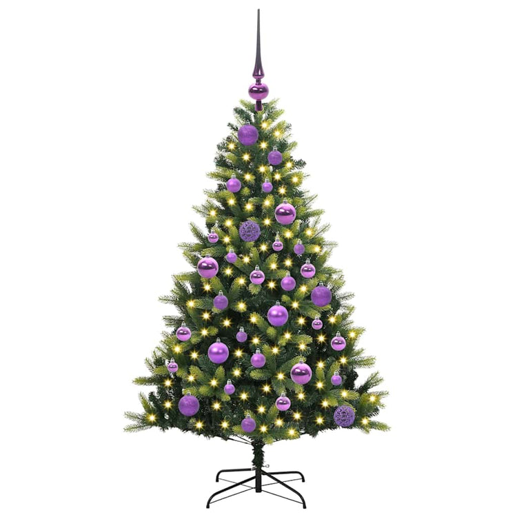 VidaXL sapin de Noël artificiel avec charnière 150 LED vert 120 cm PVC et PE