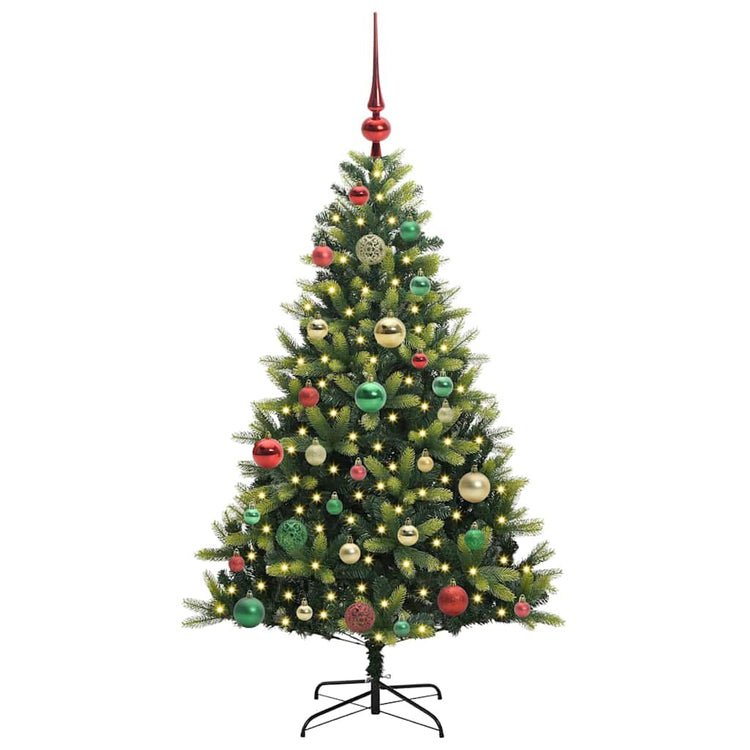 VidaXL sapin de Noël artificiel avec charnière 150 LED vert 120 cm PVC et PE