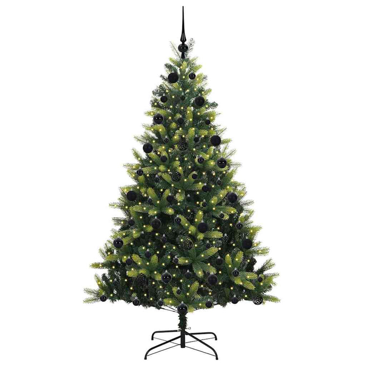 VidaXL sapin de Noël artificiel avec charnière 300 LED vert 210 cm PVC et PE
