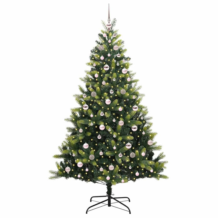 VidaXL sapin de Noël artificiel avec charnière 300 LED vert 210 cm PVC et PE