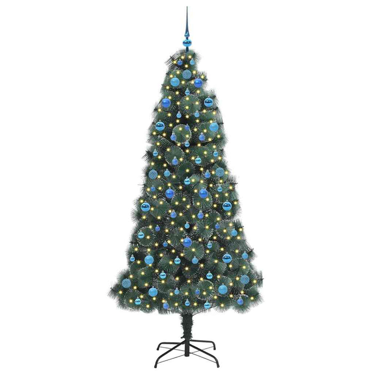 Vidaxx sapin de Noël artificiel illuminé avec jeu de boules vert 210 cm