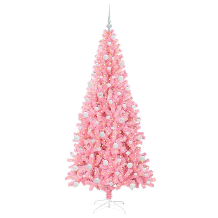 VidaXL Sapin de Noël avec 300 LED avec PVC rose standard 180 cm