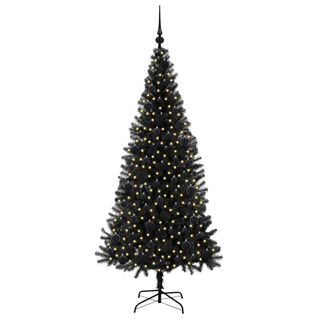 VidaXL Sapin de Noël avec 300 LED avec PVC noir standard 180 cm