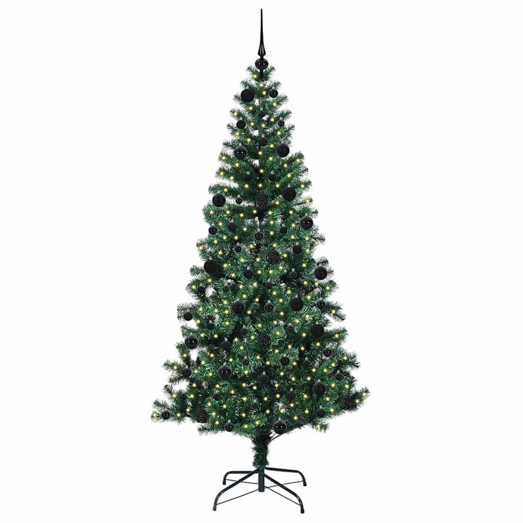 Vidaxx sapin de Noël artificiel illuminé vert 210 cm PVC et métal