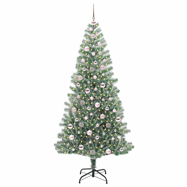 Vidaxx sapin de Noël artificiel neige tressé avec lumière LED 210 cm