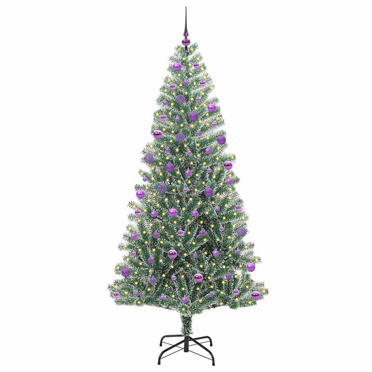 Vidaxx sapin de Noël artificiel neige tressé avec lumière LED 210 cm