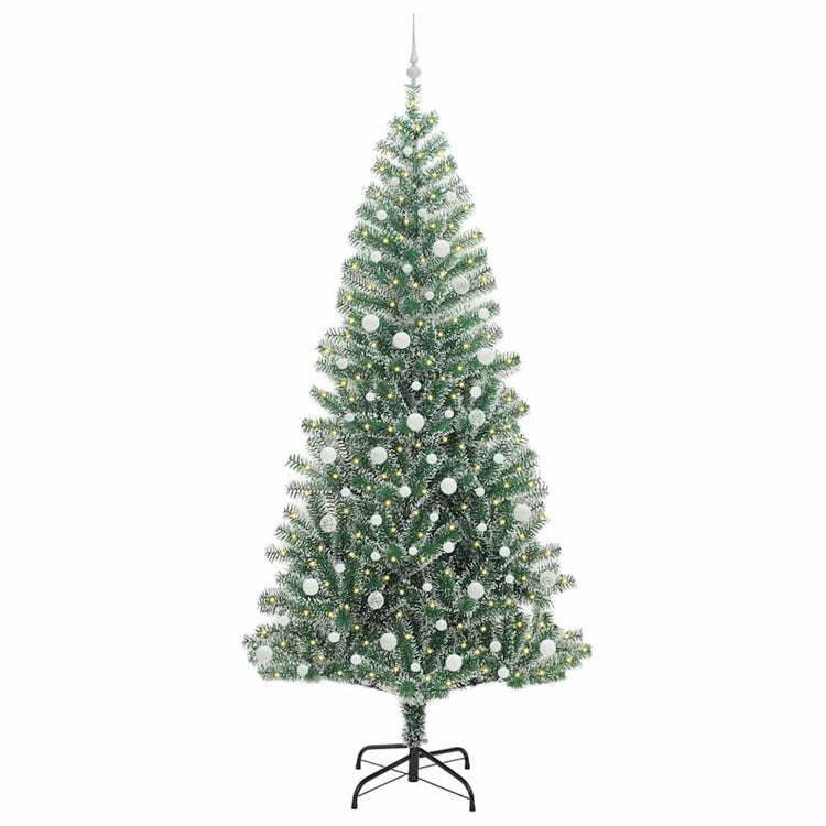 Vidaxx sapin de Noël artificiel neige tressé avec lumière LED 240 cm