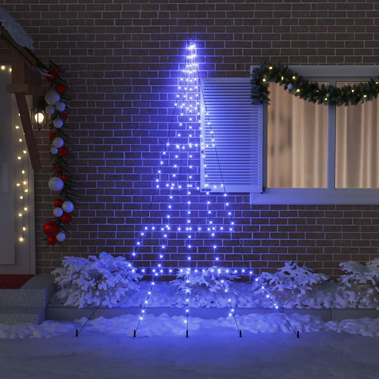 VidaXL Sapin de Noël LED avec piquets de terre avec 168 LED bleu 306 cm métal