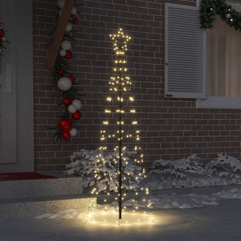 VidaXL Sapin de Noël LED avec brochettes au sol blanc chaud 250 cm fer