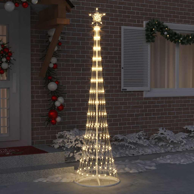 Vidaxxl Sapin de Noël LED avec 290 LED blanc chaud 70 x 70 x 250 cm métal