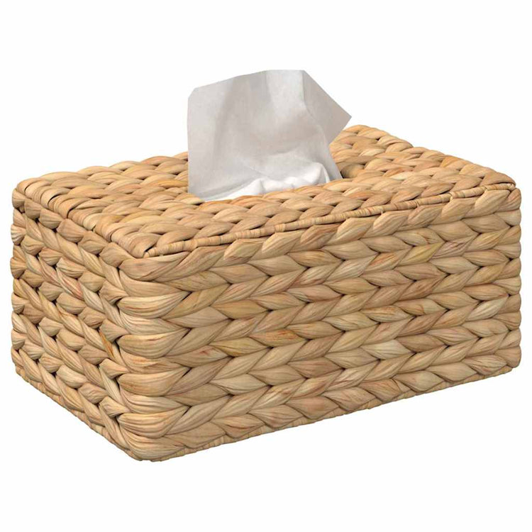 VidaXL boîte à mouchoirs couvre 2 pcs jacinthe d'eau 27,5 x 16,5 x 14 cm naturel