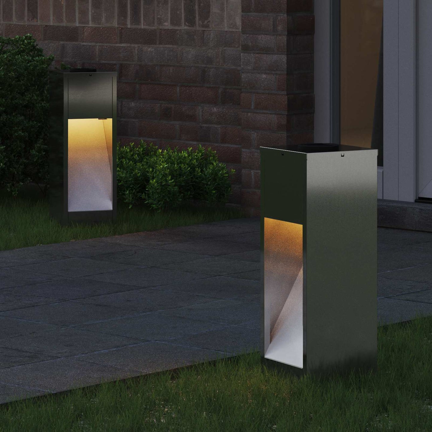 VidaXL éclairage de chemin LED solaire 2 pcs argent galvanisé