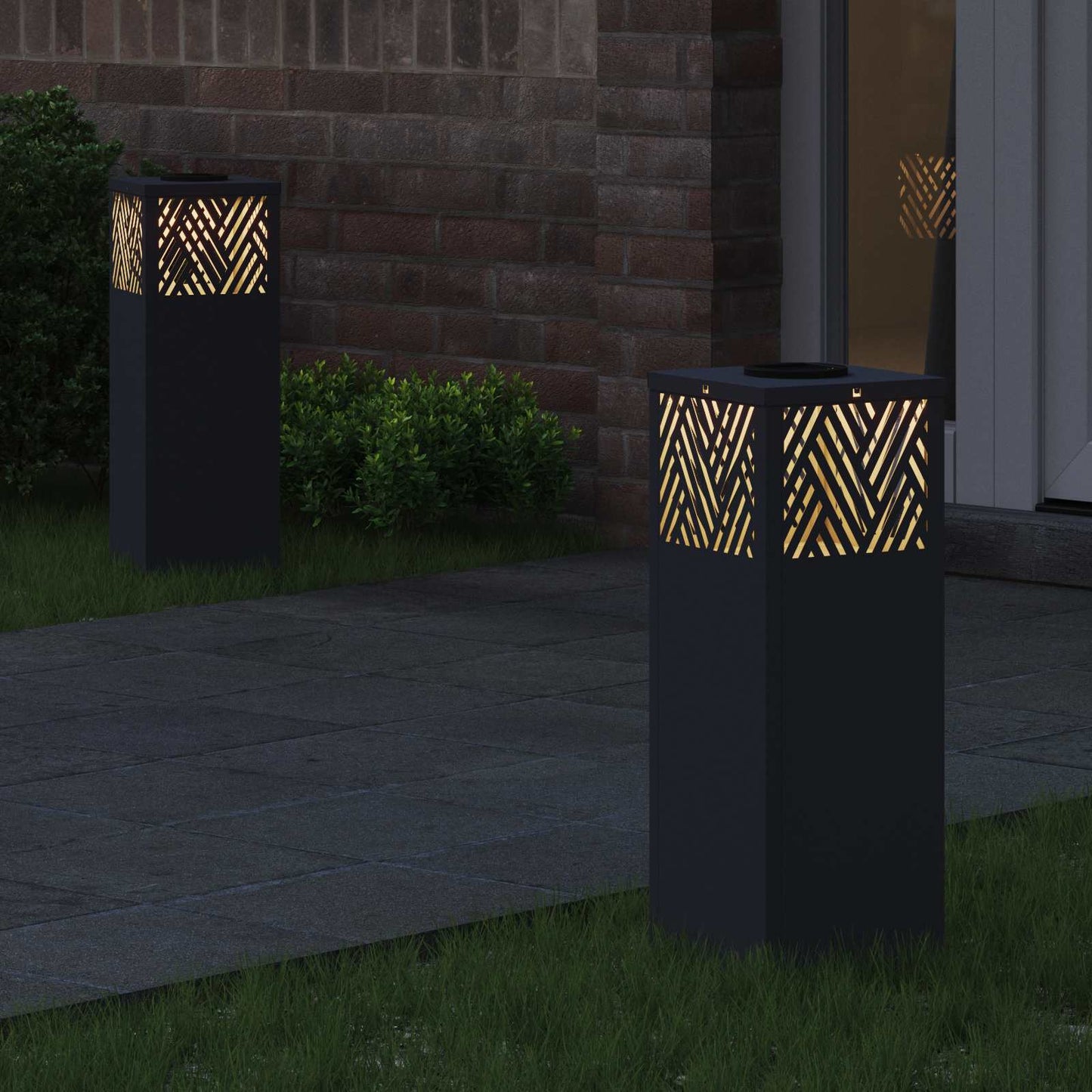 VidaXL éclairage de chemin à LED solaire 2 pcs acier laminé à froid anthracite