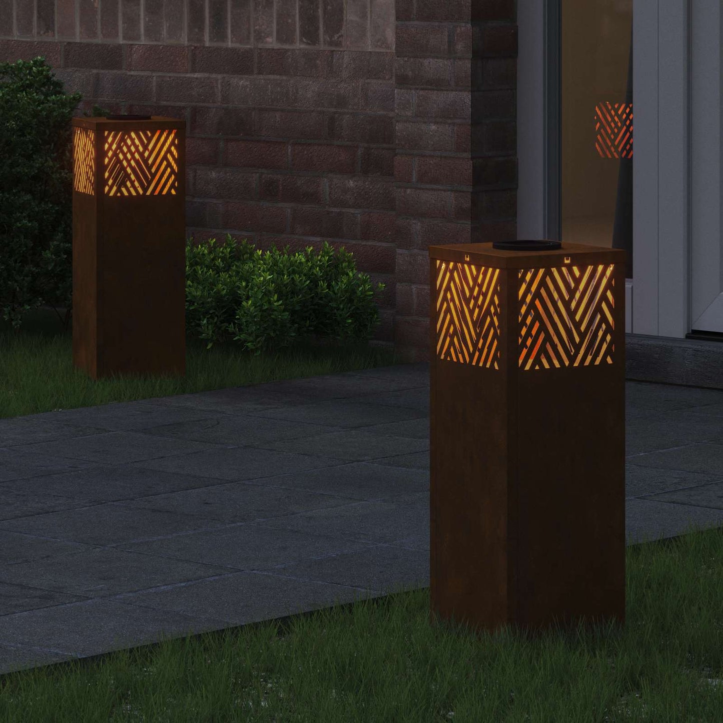 VidaXL éclairage de chemin à LED solaire 2 pcs acier corten bronze