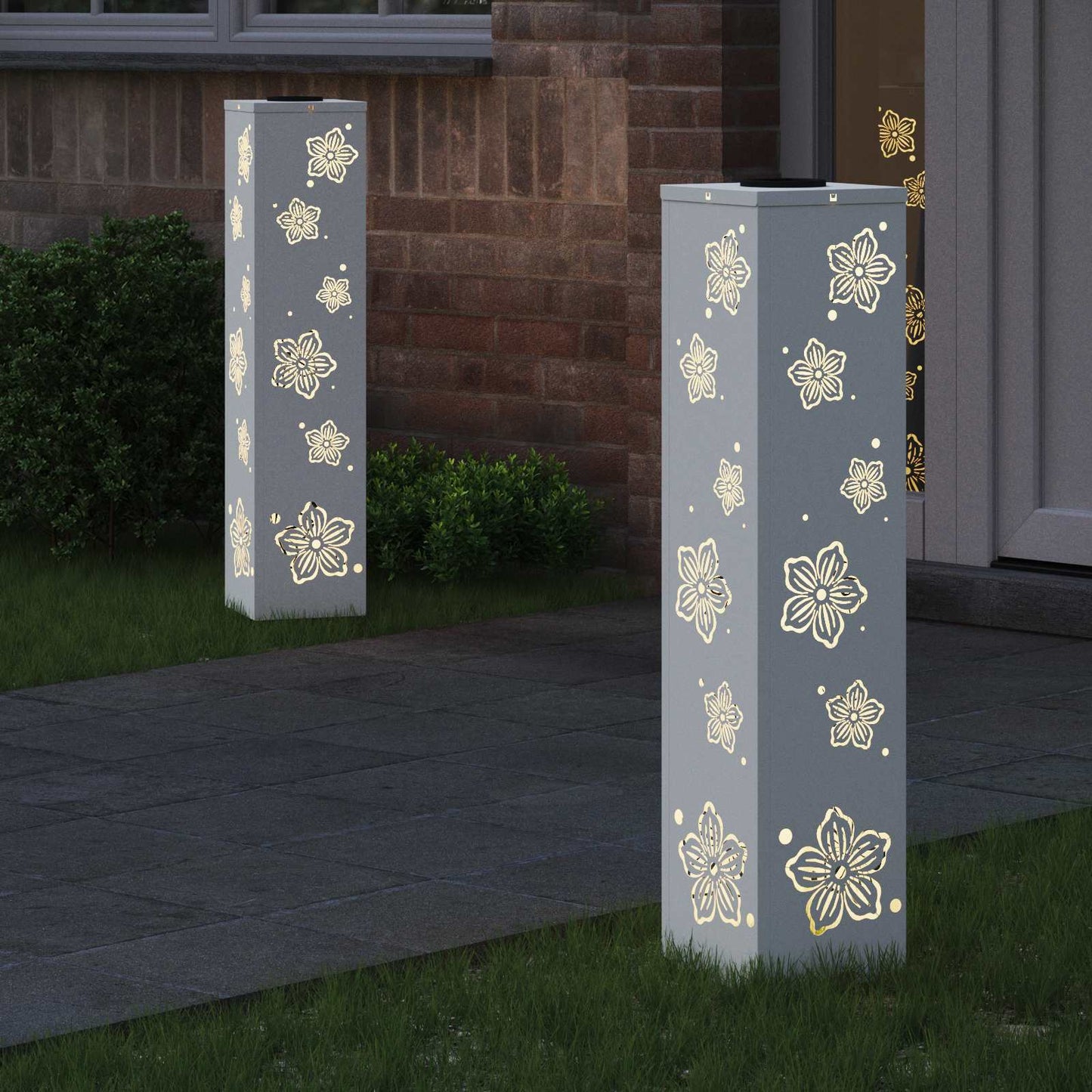 VidaXL éclairage de chemin à LED solaire 2 pcs acier laminé à froid blanc